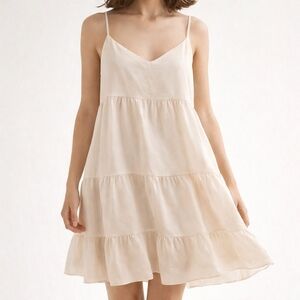 Soft  White Flowy Tiered Mini Dress • Minimal Summer Aesthetic